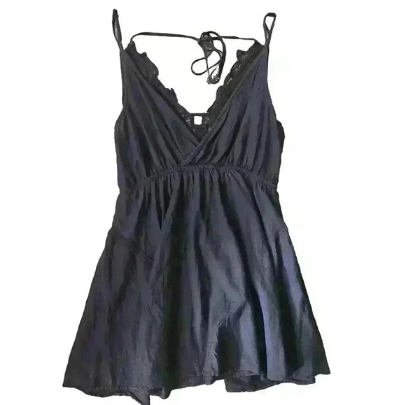 Intimately Free Free People Womens Blue Boho Crochet Neck Short Swing Dress XS - Picture 10 of 14